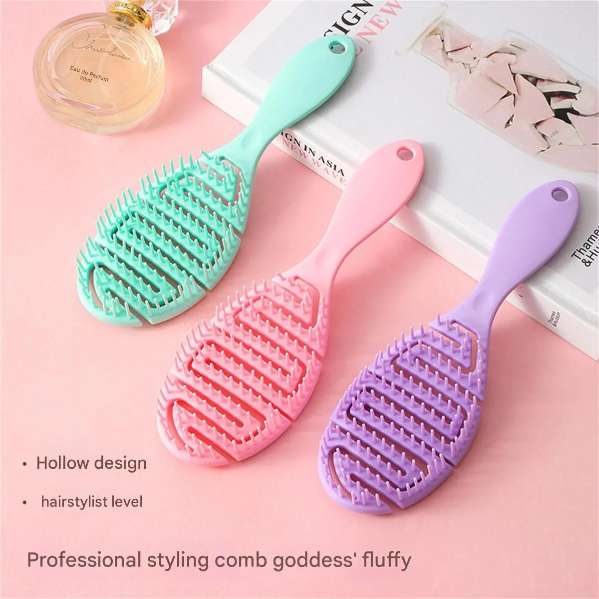 Peine para masaje del cuero cabelludo, peine hueco, peine antiestático, húmedo y seco, peine secador de pelo, herramienta de peinado de belleza
