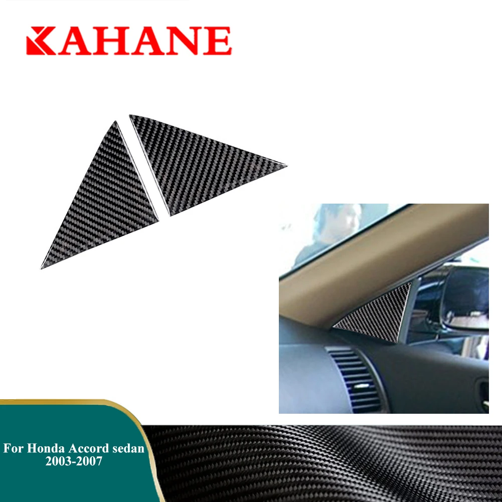 2pcs Car Carbon Fiber Stickers Front Door A-pillar Panel Decorative Cover Trim For Honda Accord 2003-2007 Interior Accessories