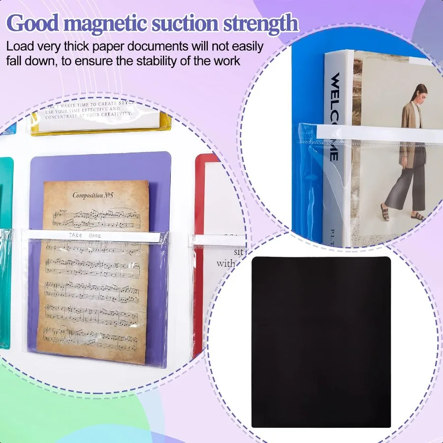 10 pezzi portadocumenti magnetico porta carta penna magnetica cancellabile a secco pennarello organizer da tasca per frigorifero per lavagna frigorifera