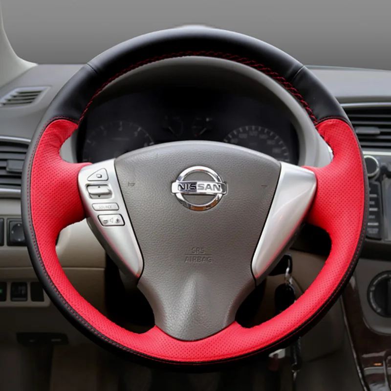 

DIY Hand-Sewn Leather Suede Carbon Fiber Car Steering Wheel Cover for Nissan Bluebird Sylphy SUNNY Tiida Teana Livina TERRA