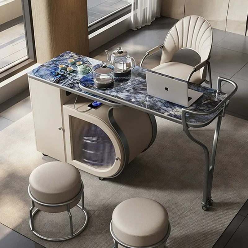 High-end home balcony, small apartment office tea table and chair combination