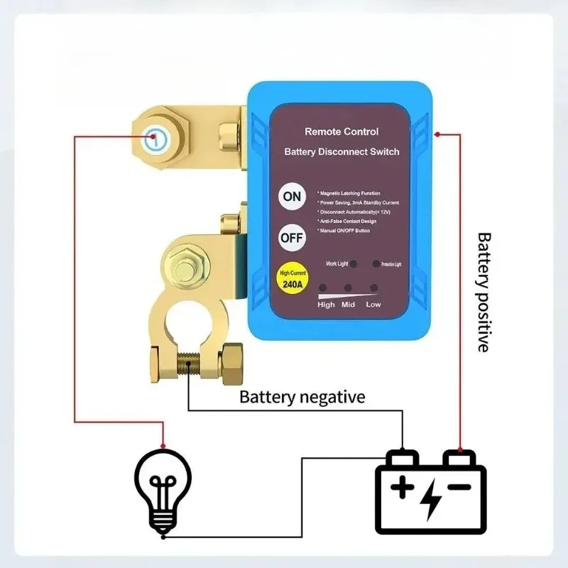 

12V Remote Battery Disconnect Switch With Led Voltage Display Automatic Auto Battery Master Switch With Remote 240A Kill Switch