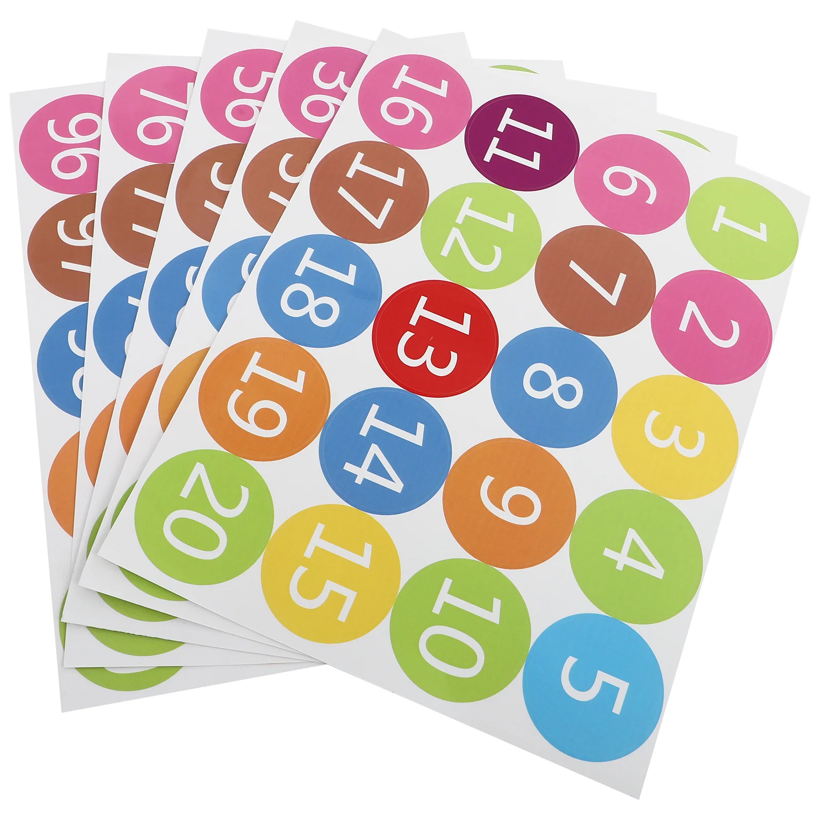 Colorful Round Number Stickers Waterproof Self-Adhesive Pvc Labels For Envelope Gift Wrapping Diy Craft Decoration Folder