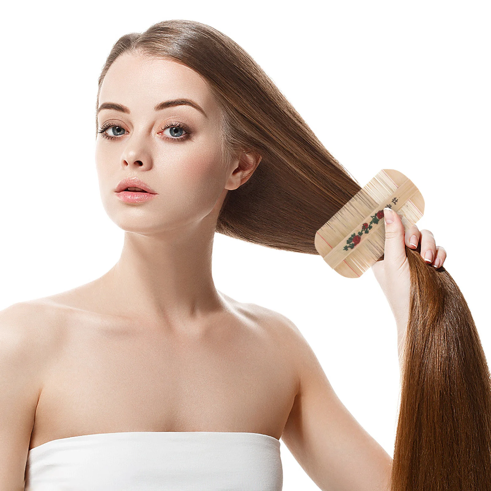 2 قطعة الخيزران غرامة الأسنان القشرة مشط الشعر الاستمالة فروة الرأس مدلك Nits مزيل للأطفال النساء الرجال المحمولة الخيزران