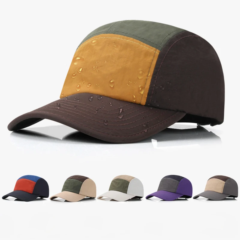 Custom Logo Thin Quick Dry Baseball Cap Color Block UV Sun Hat Spring Summer Breathable Light Outdoor Travel Cap For Male Female