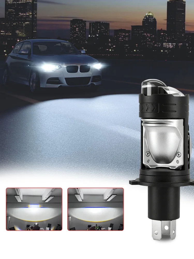 2PCS H4 LED Lamp Car LED Headlights Projector Motorcycle Headlight High Low Beam Turbo LED Car Headlight Bulb Plug&Play 12V