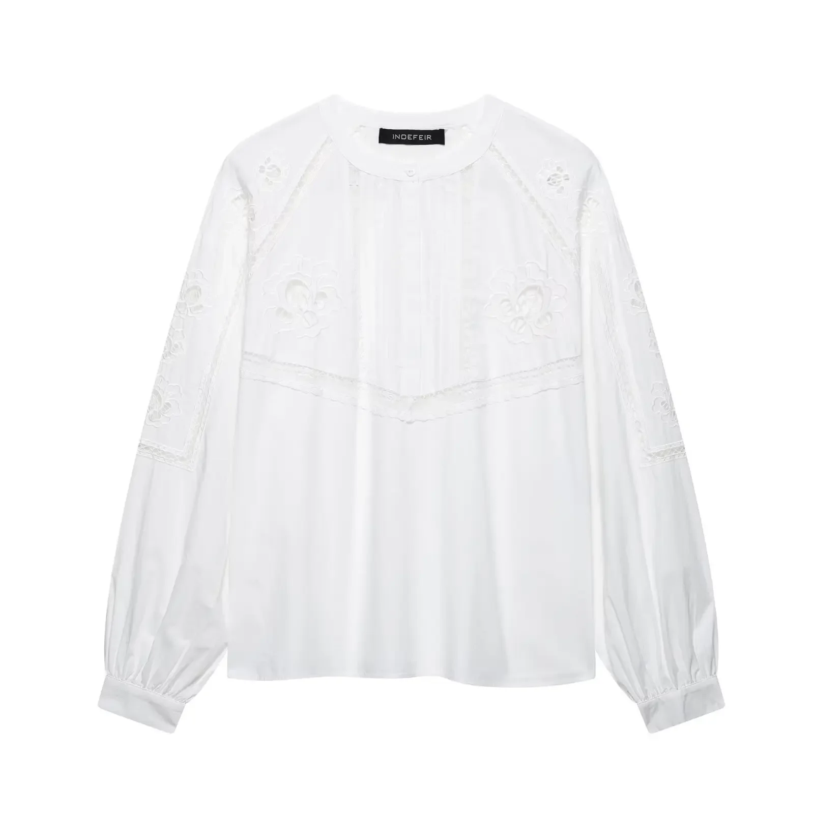 

New Vertical Lace Hollow Embroidery Long-sleeved Casual Shirt