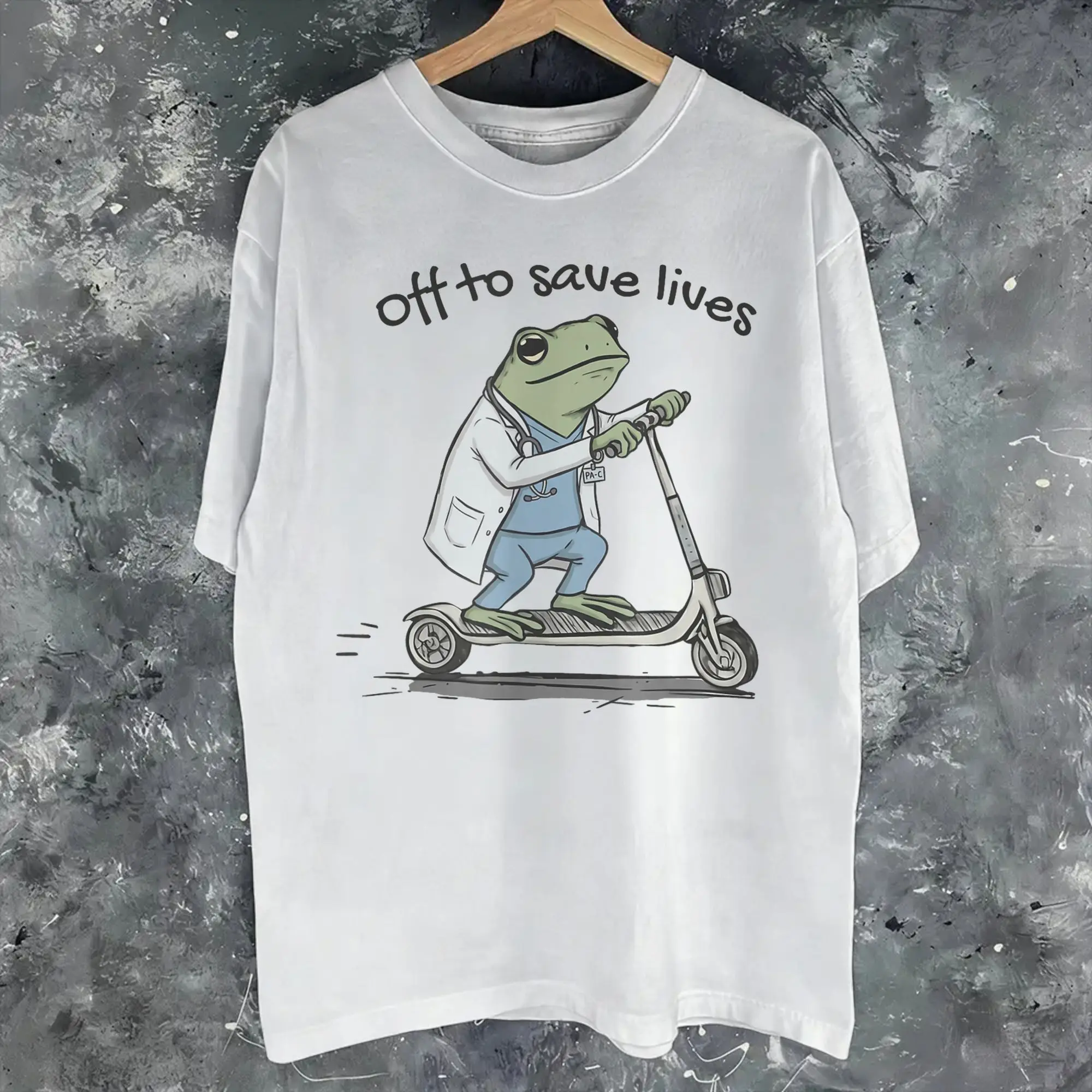 Men Women Printed Off to Save Lives Funny Frog Physician Assistant PAC Medical  T Shirt Tee Cotton  T-shirts Clothing