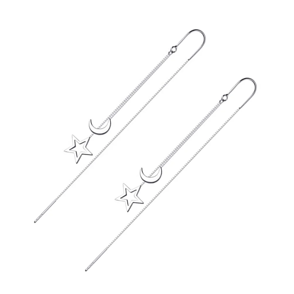 

Star and Moon Ear Line Threader Earrings Drop for Girls Copper Women Tassel Women's