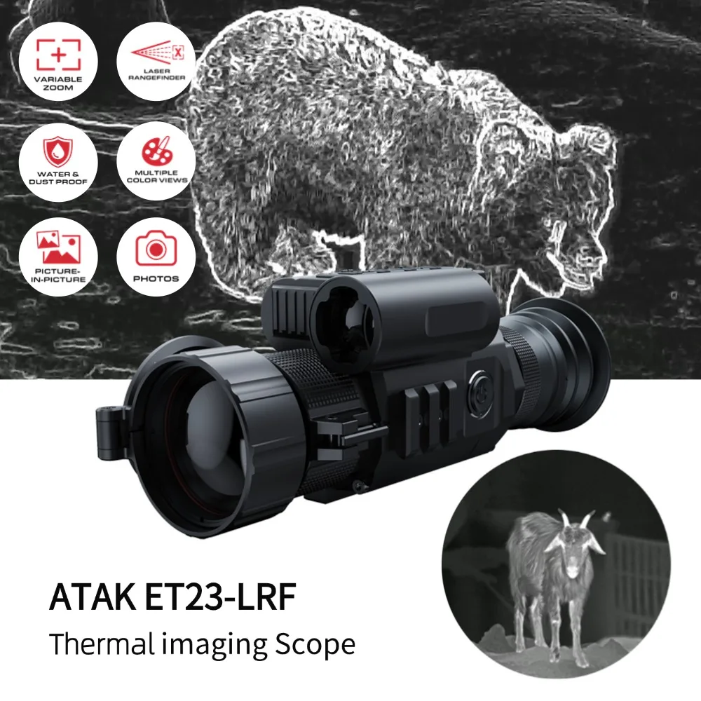 ATAK ET23LRF Thermal Imaging Scope Hunting Monocular Ballistic Calculator Rangefinder 12um 25mK visao noturno para caçar