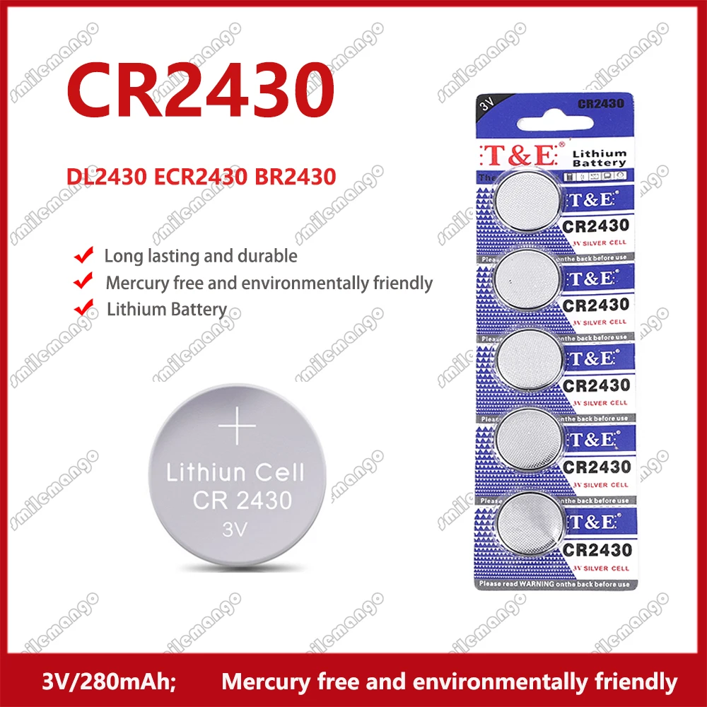 2-50PCS CR2430 3V Lithium Battery CR 2430 DL2430 BR2430 280mAh Button Coin Battery for Key Fob Watch Alarm Clock Remote Control