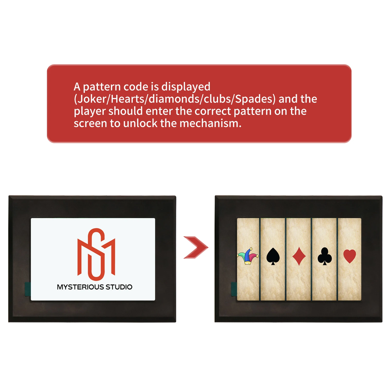 Mysterieuze Studio Escape Room Rekwisieten Elektronisch puzzelspel Schitterend 1987, GY Smart Screen Poker Edition