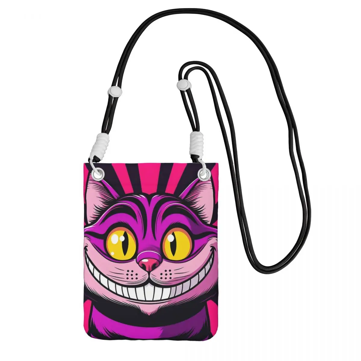 

Сумка для мобильного телефона «Чеширский кот» на заказ, диагональная женская и мужская сумка для мобильного телефона с улыбающимся котом для путешествий, чехол для денег