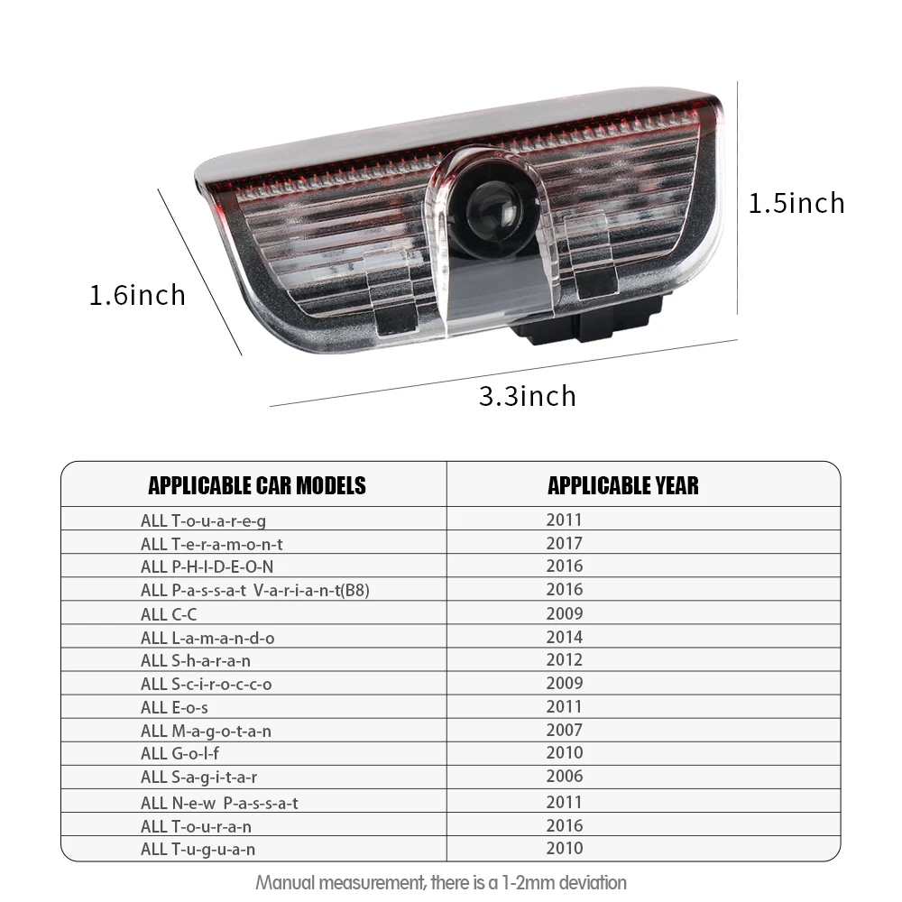 2Pcs Car Door Welcome Light For Volkswagen Touareg Teramont PHIDEON Passat Variant(B8) CC Lamando Scirocco Golf Sagitar Touran