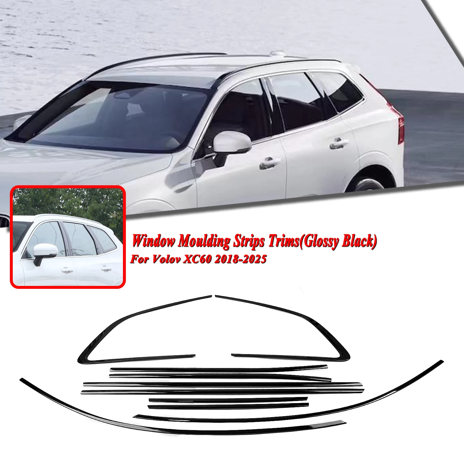 

10 PCS Car Window Sill Decorative Strip Trim For Volvo XC60 2018-2025