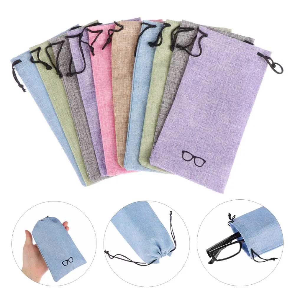 5/10/20Pcs Portable Linen Fabric Pouch For Sunglasses Bag Multi-Functional Eyeglasses Case Optical Glasses Lanyard Cloth Bags