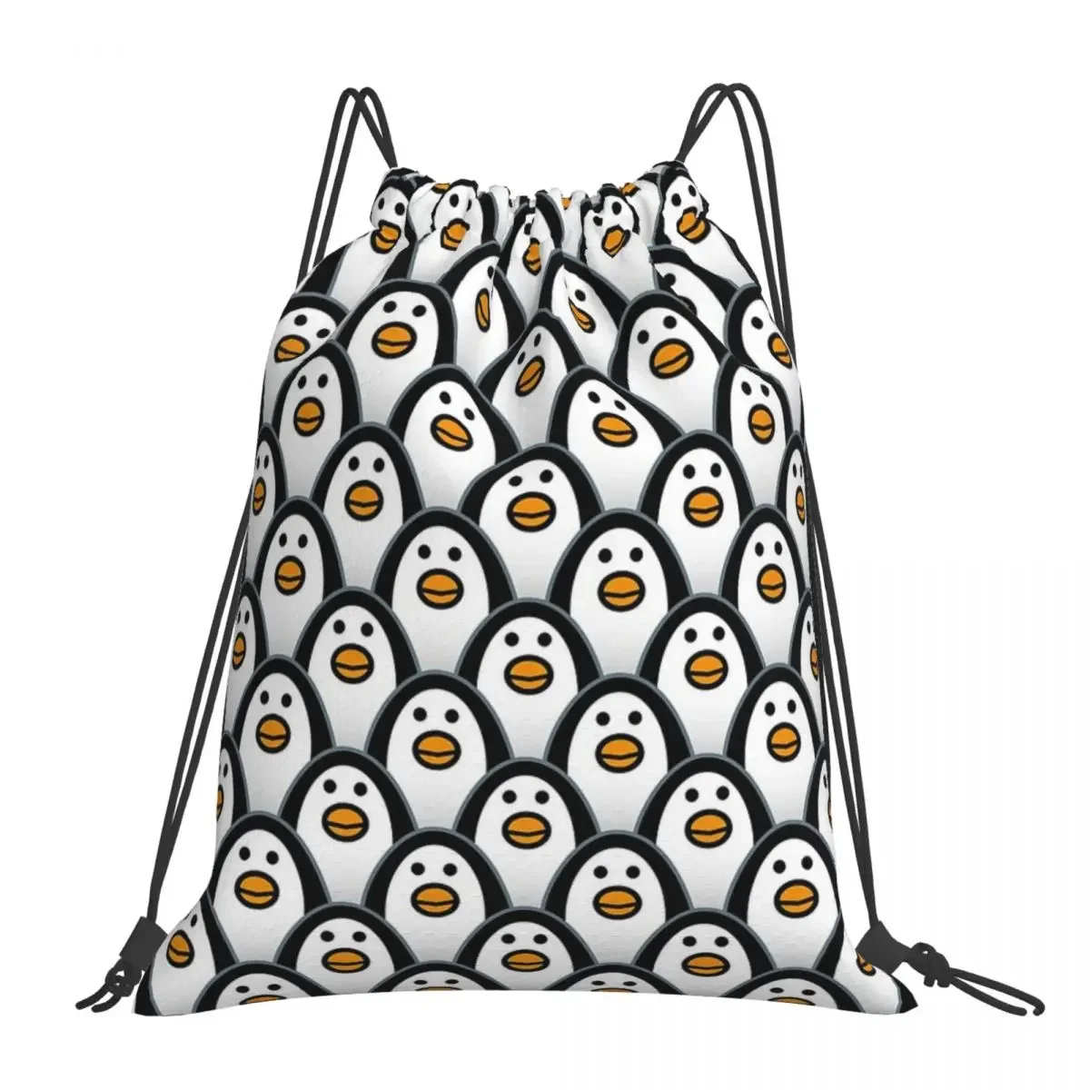 Staring Hypnotic Penguins - Pattern Backpacks Drawstring Bags Drawstring Bundle Pocket Shoes Bag BookBag For Man Woman Students