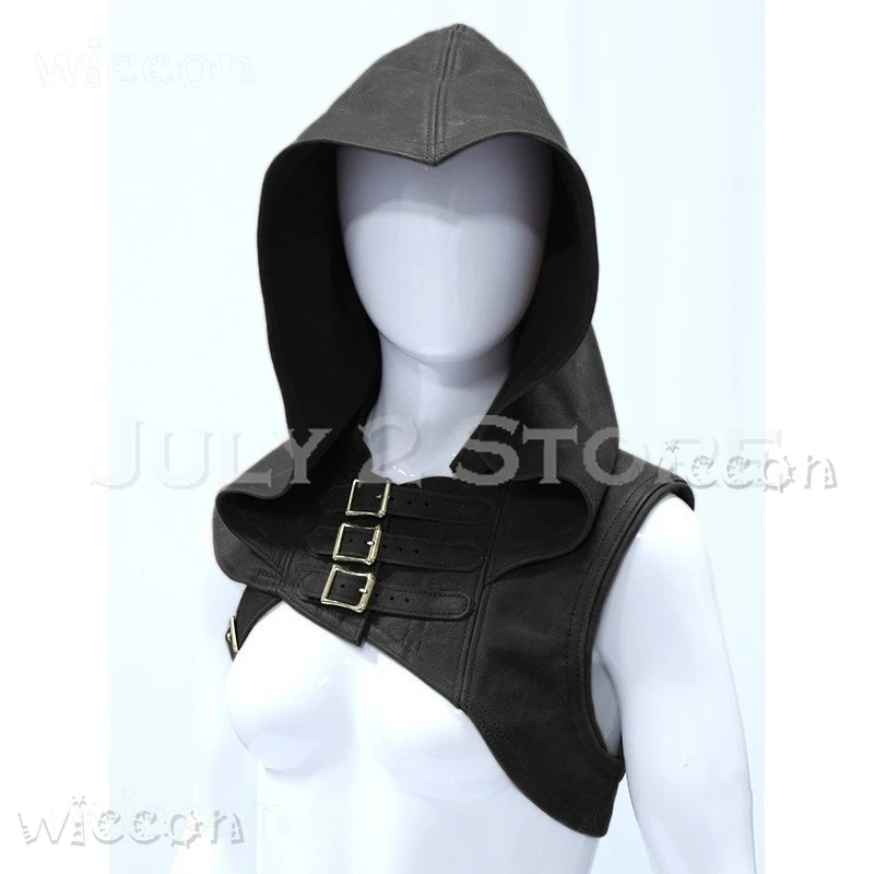Halloween European Medieval Pirate Buckle Shoulder Guard Warrior Leather Hood Stage Performance Men Women Costume disfraz mujer