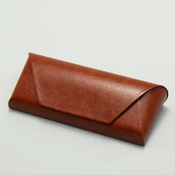 Japanese Crazy Horse Leather Glasses Case Brown Pu Leather Retro Art Anti-Compression Myopia Storage Sunglasses Box New 2025