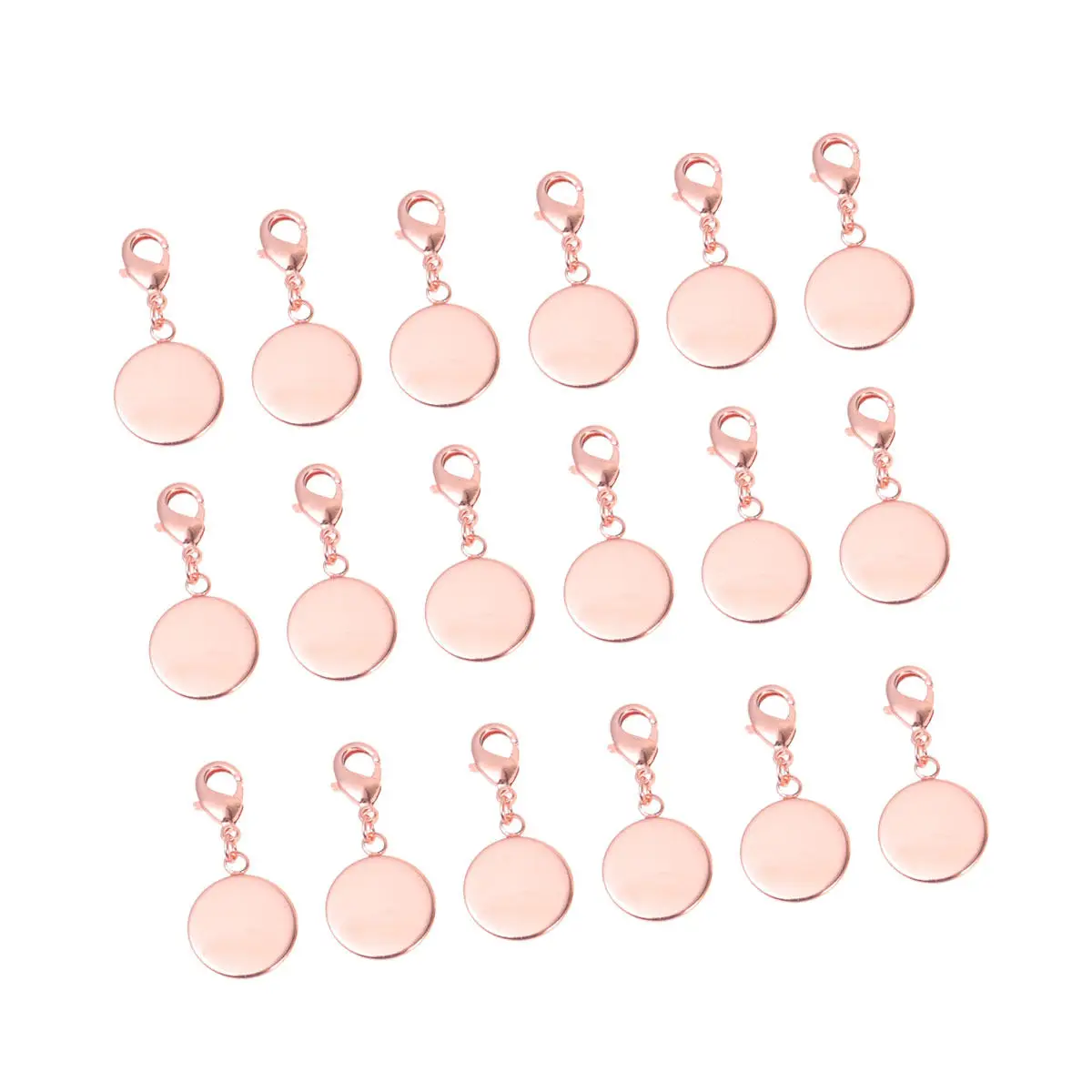 20Pcs 12Mm Copper Tray Pendant Bases for DIY Jewelry Crafting Necklace Bracelet Dangle Anklet Keychain Card Dog Tag Cosplay
