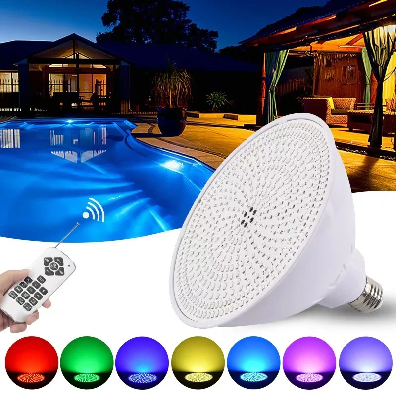 120V 12V PAR38 LED Swimming Pool Light E27 Bulb Color Changing Underwater Lighting Decors Remote Controlled Pond Spotlight