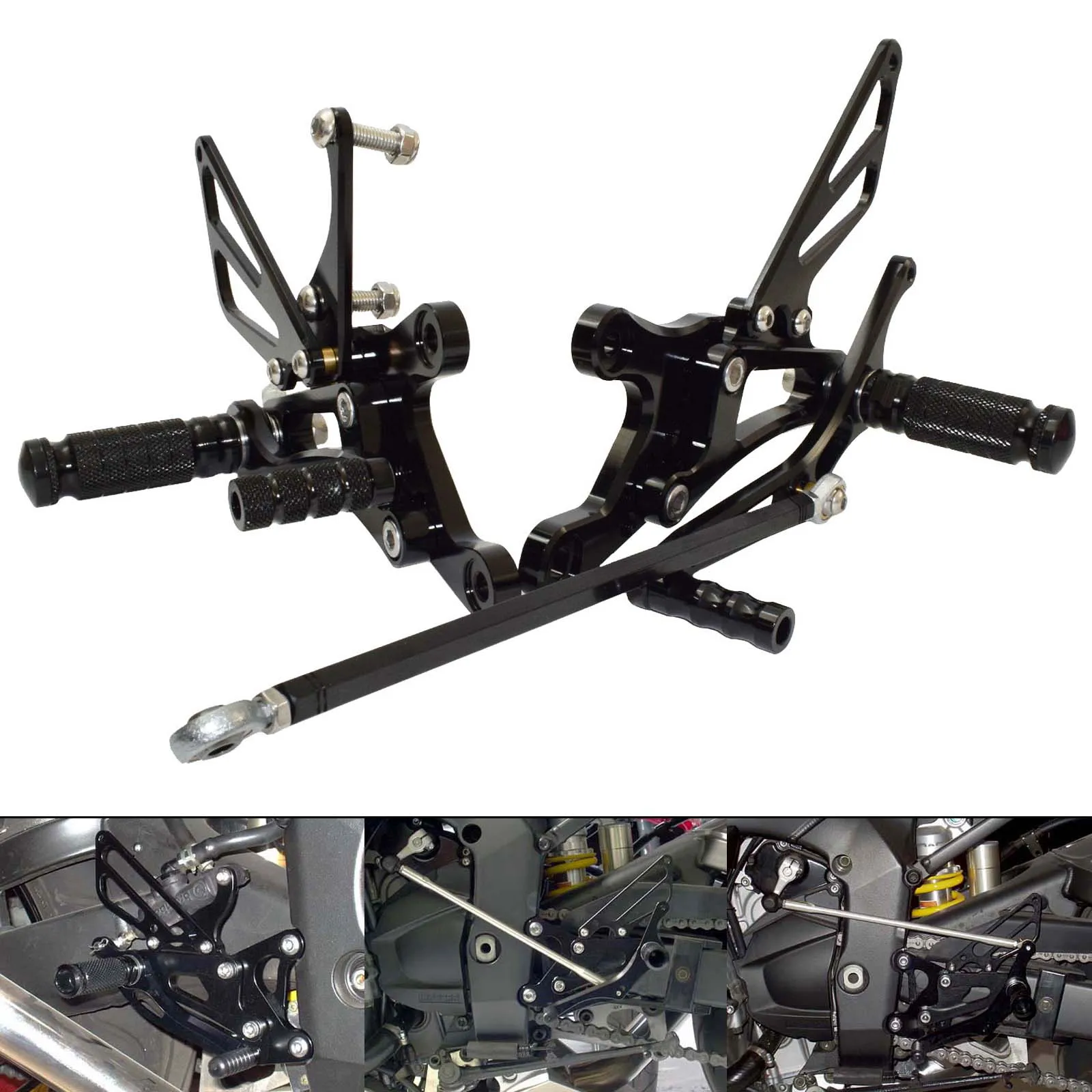 Adjustable Rearset Footrests Foot Rest Pegs Pedals Rear Set For YAMAHA YZF-R1 YZFR1 1998 1999 2000 2001 2002 2003 RN01 RN04 RN09