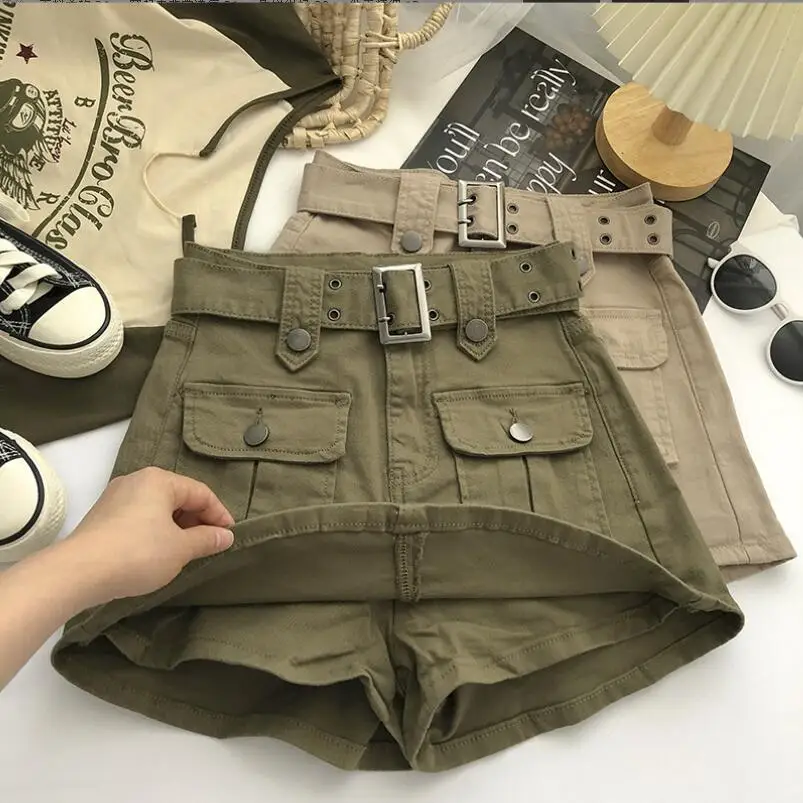 

Korean Fashion Y2K Streetwear Style High Waist Mini Skirt 2023 Summer Women's Big Pocket Cargo Mini Culotte Lady Skirts p1025