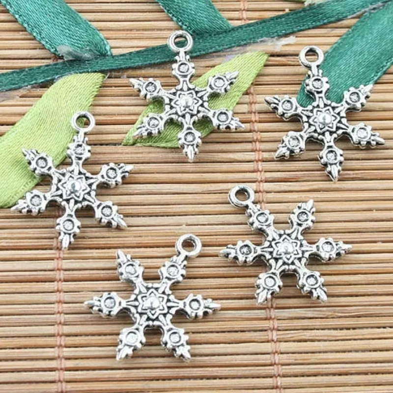 

20mm Tibetan Silver 2sided snowflake design charms 40pcs EF0036 charms for jewelry making
