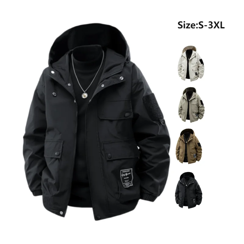 

TAFN 2025 Spring Autumn Pockets leisure NEW Popular Fashion Adult Coat Versatile Loose Trendy Comfortable Solid Color Men Jacket