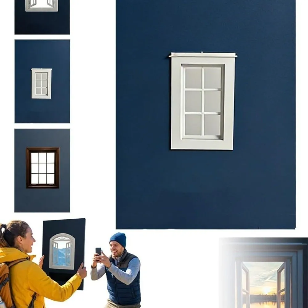Accesorios portátiles para marcos de ventana, para una perspectiva fresca y un paisaje novedoso, accesorios para vistas de ventana, accesorios reutilizables de plástico para fotografías, aniversario