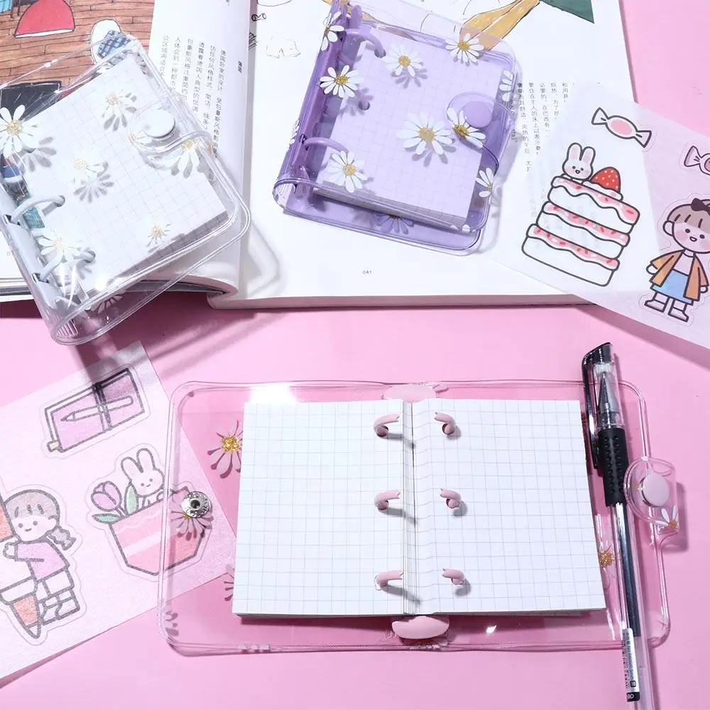 เครื่องเขียน Kawaii Mini 3 Hole Hand Book Journal หลวม Daisy Notebook Binder Notebook Binder แหวน