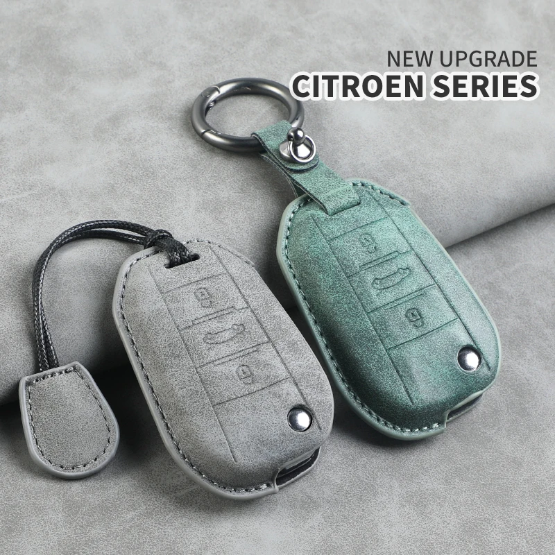 

Suede Car Flip Key Case Cover Shell Remote Holder For Peugeot 208 308 408 508 2008 3008 4008 5008 For Citroen C3 C4 CACTUS C6 C8