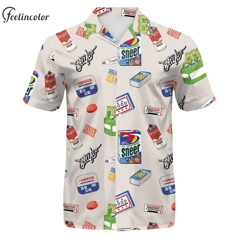 Summer Beach Shirt Suit for Men Casual Vacation Shorts Set Elastic Waist Pants Fashion Buttoned Tops 3D Printing Male Clothing