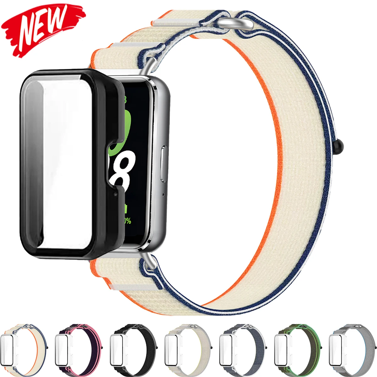 Nylonarmband + PC-Gehäuse für Samsung Galaxy Watch Fit 3, Sportband, vollständige Abdeckung, Stoßstangenschale für Galaxy Fit 3, Displayschutzarmband