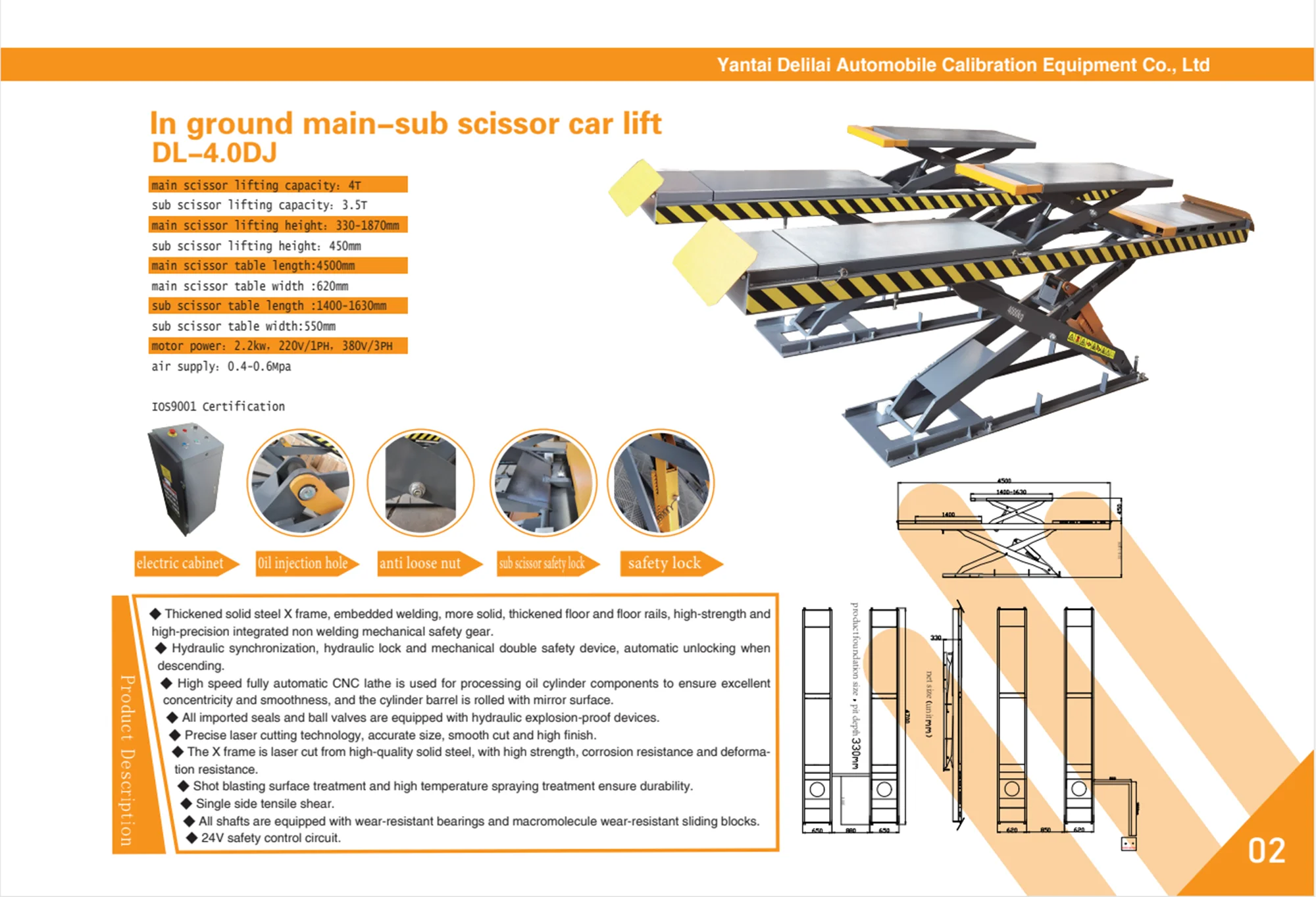 CE Approved In-Ground Double-Level Electric Scissor Lift 5t 5m High-Rise Alignment For Car Repair COH-500A Model 10-Year