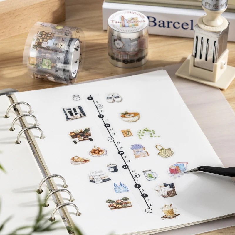 40mm * 2m 일일 계획 스크랩북 용 PET 프리 컷 테이프 Office 편지지 저널 전화 케이스 노트북 장식 선물 용품