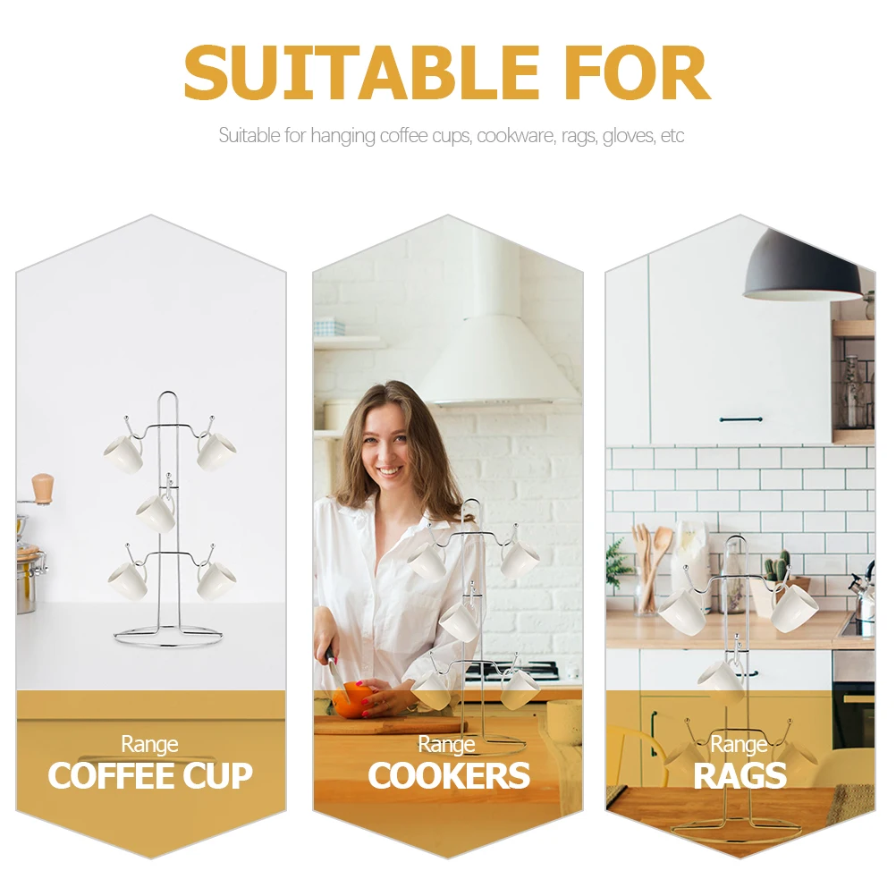 

2pcs Coffee Mug Tree Holder Stand For Countertop Cup Storage Rack Organizer Kitchen Bar Accessories Home Office Cafe Use