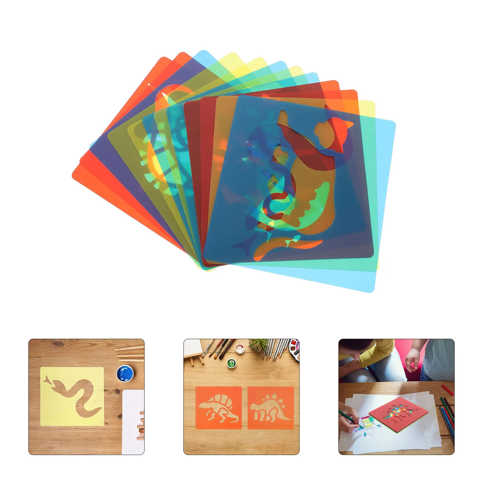 

12Pcs Plastic Drawing Stencils for Children Educational Tracing Templates for Art Projects on Fabric Wall Floor Furniture School