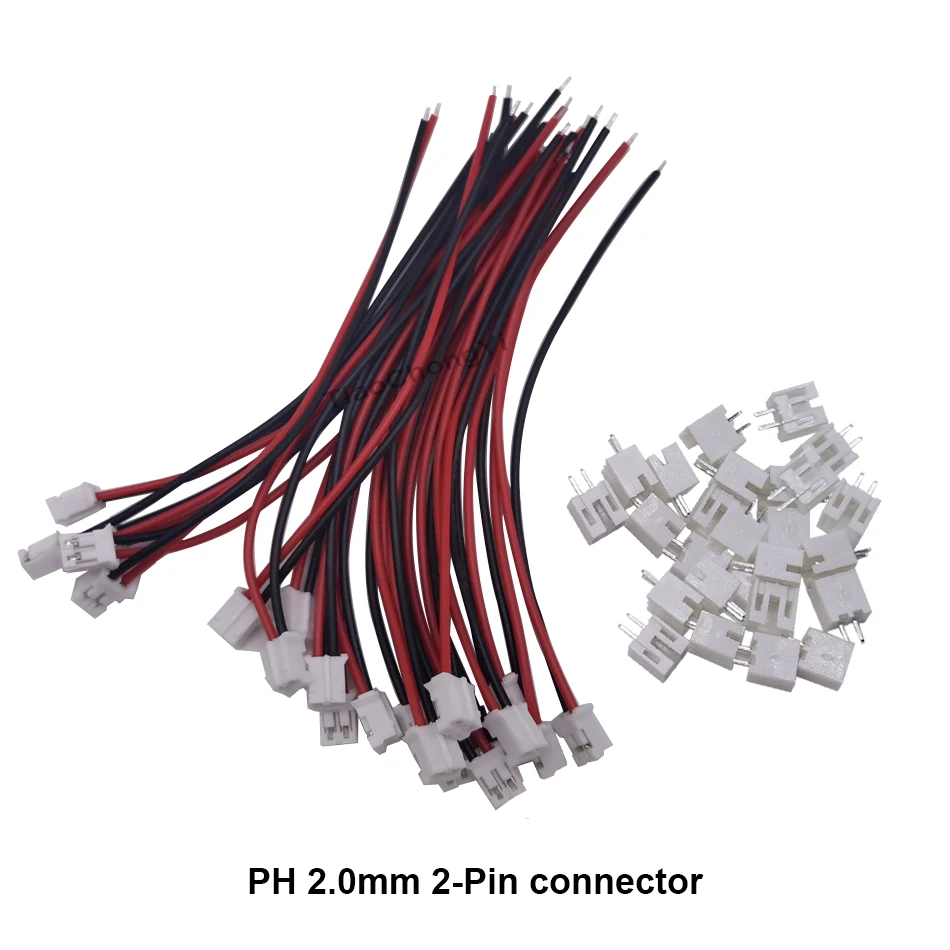 10 Pairs PH 2.0mm Pitch 2 Pin Male Female Cable Connector Micro PH 2P Plug Jack Socket Terminals Wire Cables Connectors 26AWG