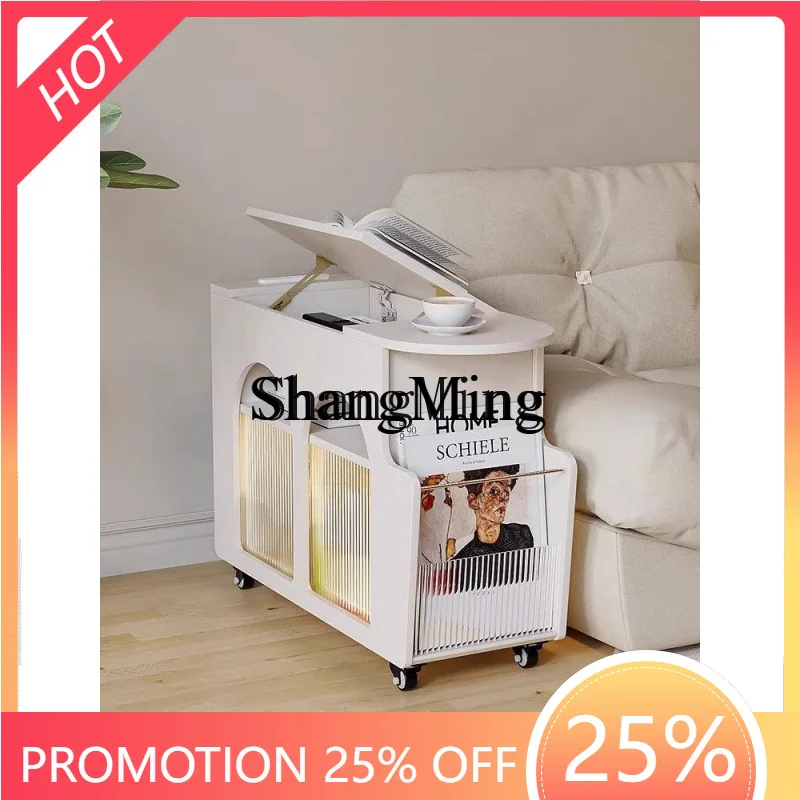 

SM Household Living Room Sofa Narrow Side Cabinet Bedside Table Mini Movable Corner Trolley