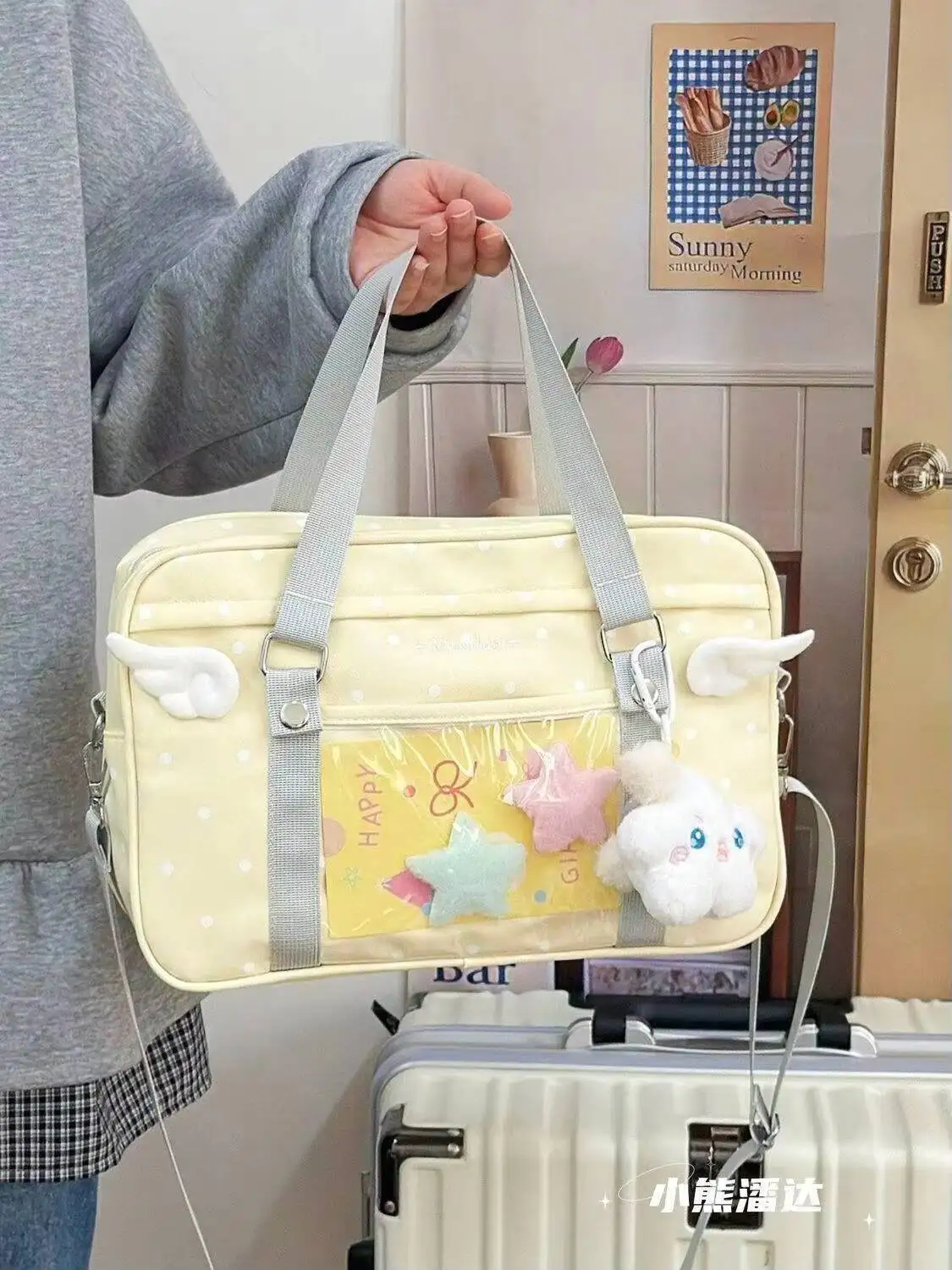 Y2K Comic Ausstellung Polka Dot Ita Schultertasche Messenger Bag Süße Mädchen Transparente Tasche DIY Anime Comic Display Umhängetasche – Detail 12
