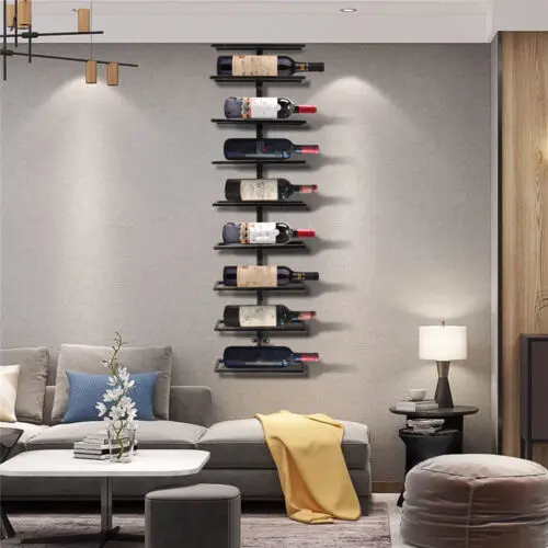 Wall Mounted Rectangle Wine Rack Bronze for 9 Bottles Wine Bottle Rack Holder Storage Organizer for Bar Office Kitchen