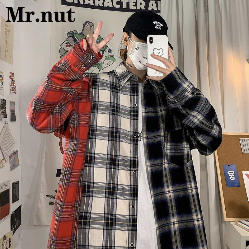 New Spring Autumn Plaid Shirt Jacket Male Coat Camping Tops Unisex Clothes Outerwear Men's Casual Fashion Everyday Wear Clothing