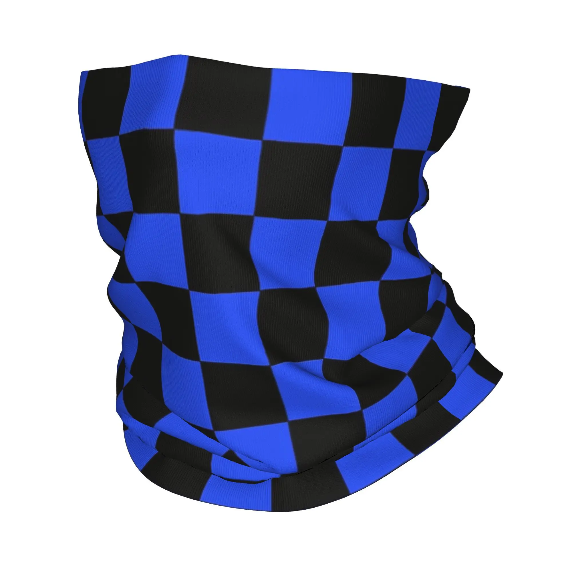 Custom Black And Blue Check Checked Pattern Bandana Neck Gaiter UV Protection Face Scarf Cover Men  Headwear Tube Balaclava