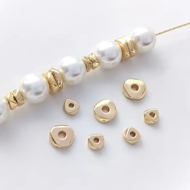 

14K Gold Wrap New Small Broken Gold Spacer Triangle Bead Diy Pearl Bracelet Necklace Jewelry Loose Bead Accessories