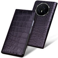 Slim Magnetic Cowhide Leather Crocodile Flip Case for Honor Magic V3 Business Full Cover