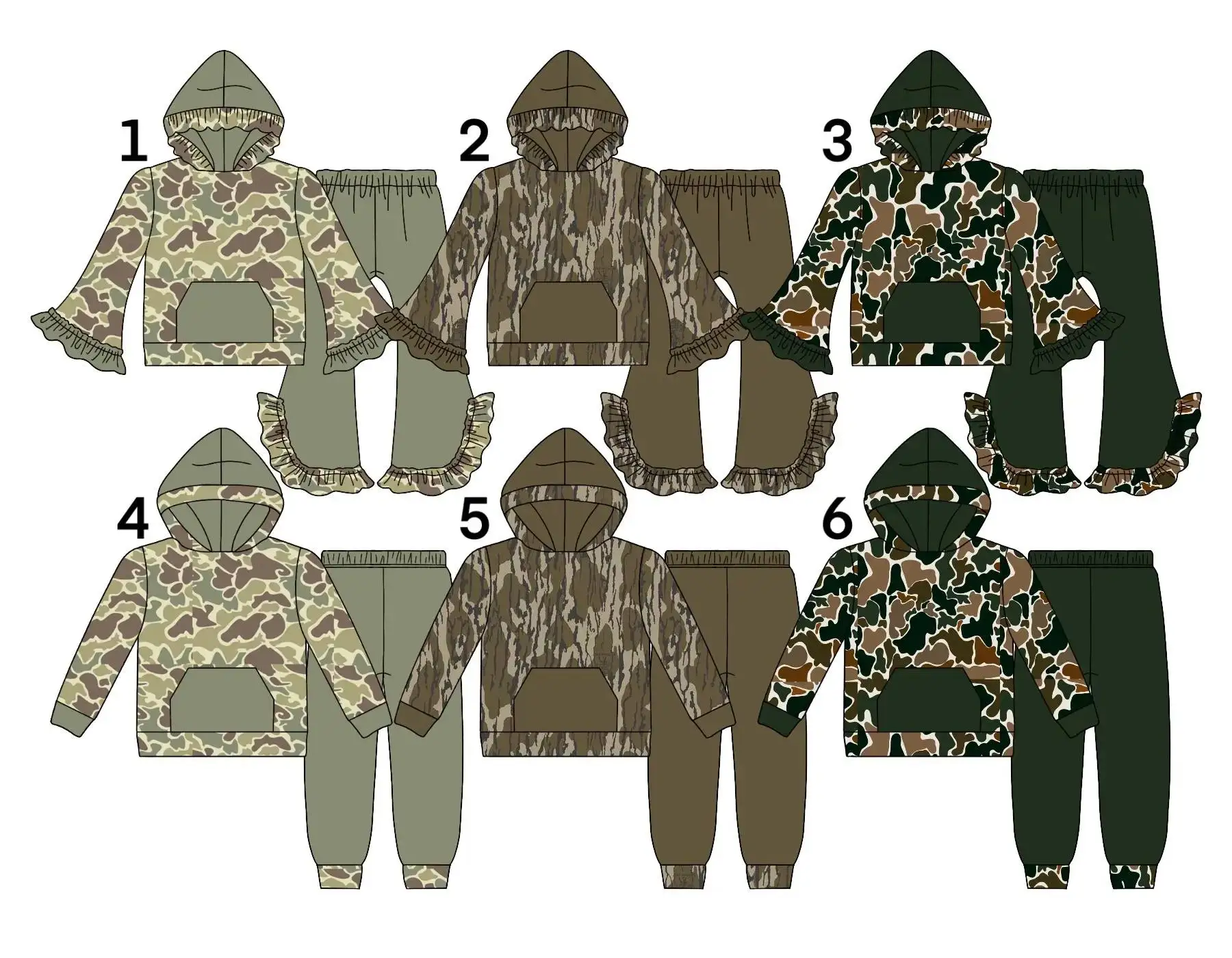 

New toddler camouflage long sleeve hooded top pant suit Boutique boys suit girls suit autumn boutique wholesale