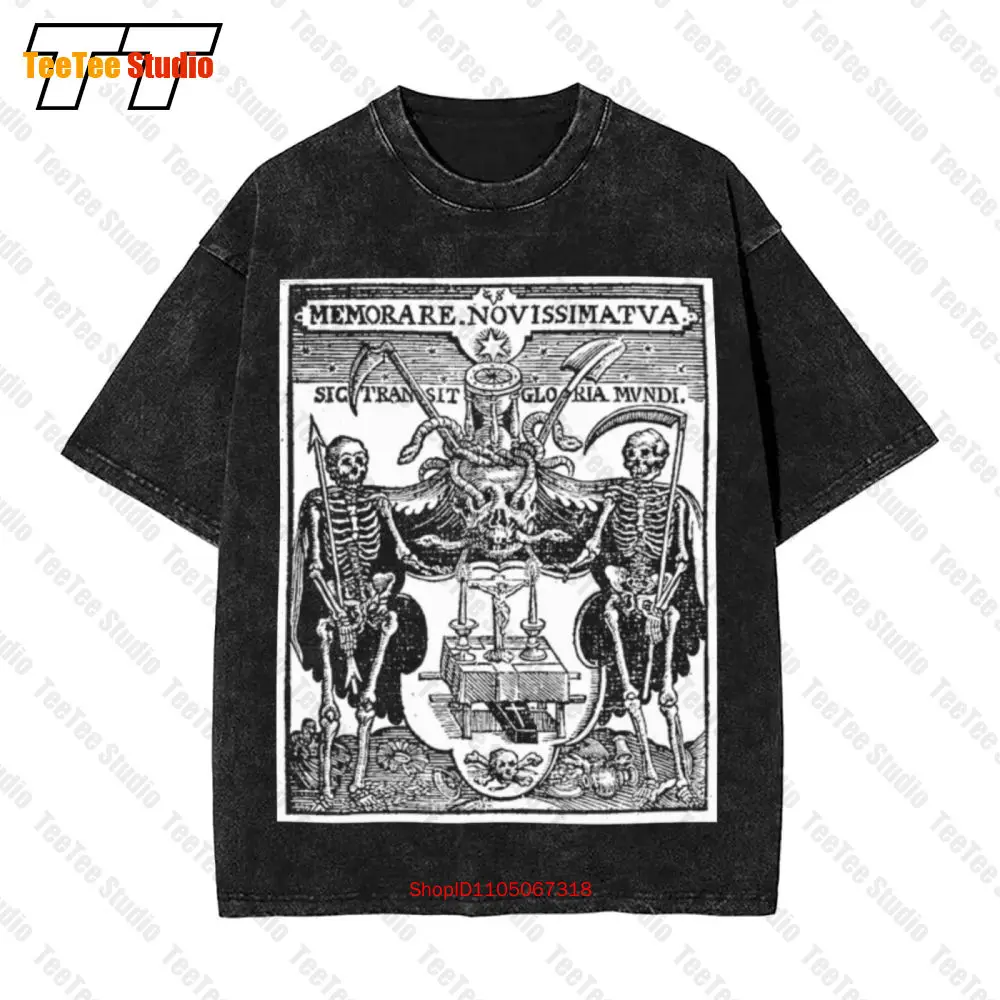 Memento Mori Danse Macabre Dance Of Death Occult Skull Gothic Remember Vintage Oversized T-Shirt MHU1