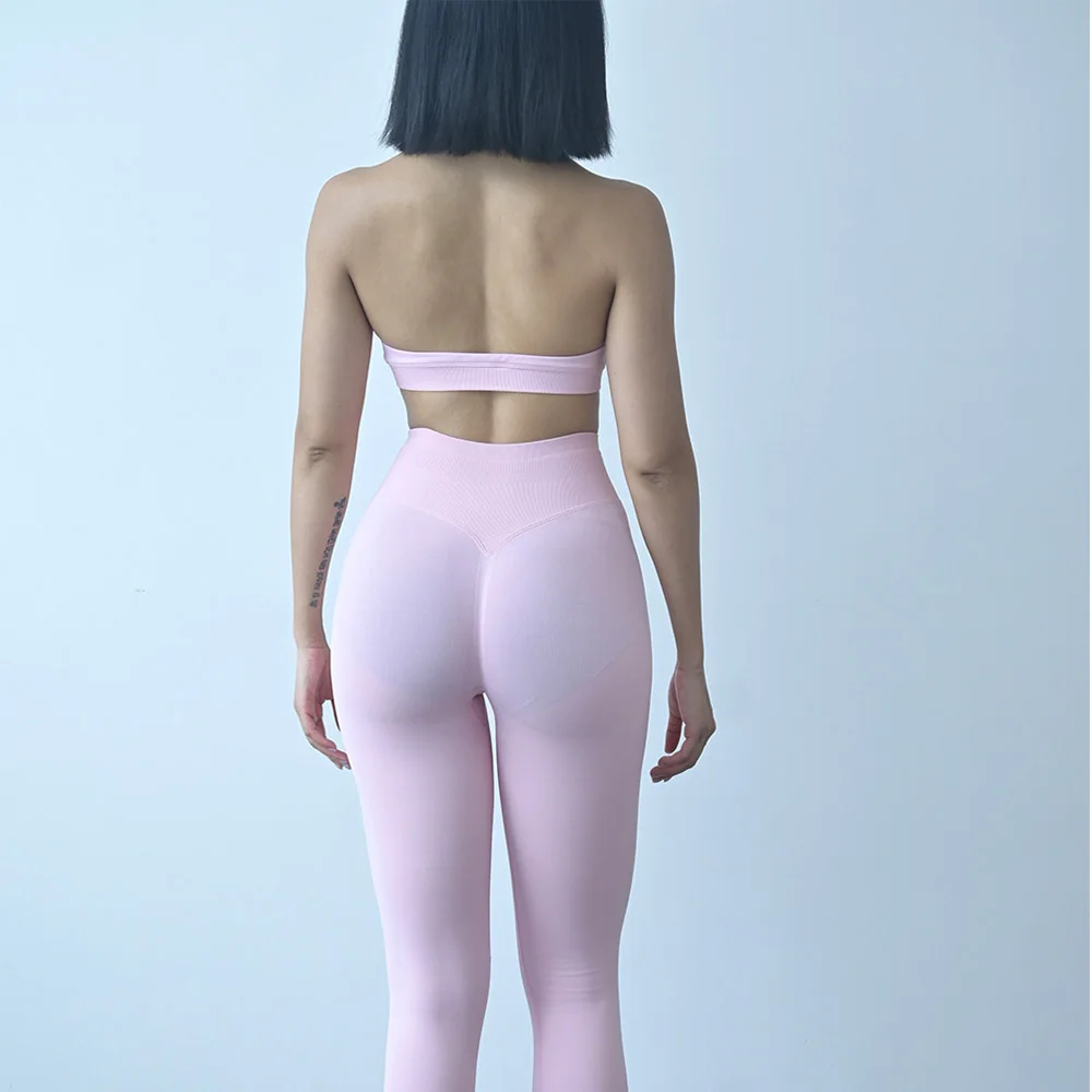 2-teiliges Damen-Yoga-Set, Nahtlose Fitness-Sportbekleidung, Neckholder-Sport-BH, Passende Yoga-Leggings für Workout-Sets, Gym-Outfit – Detail 12
