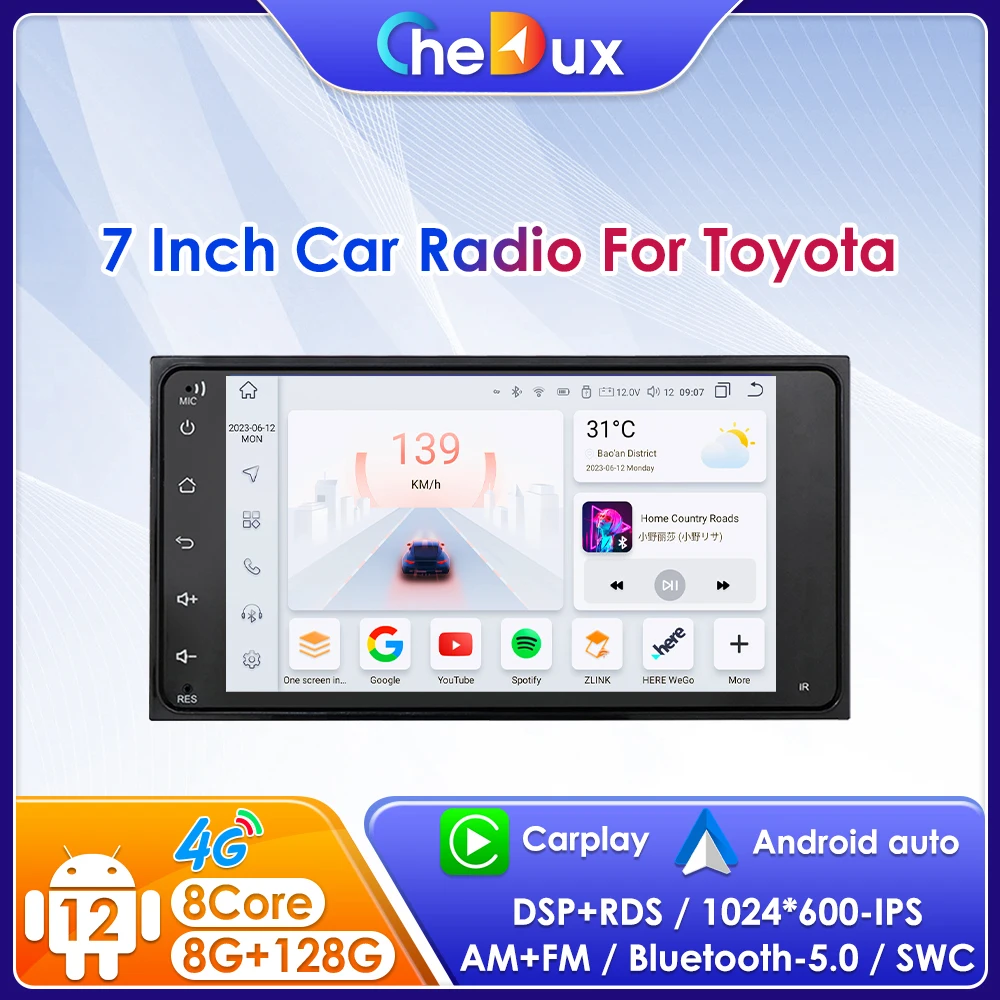 

Chedux Android 12 Car Radio Universal for Toyota Hilux YARIS RAV4 Camry Corolla Prado Highlander Land 7892 Carplay Android Auto